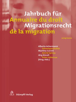 cover image of Jahrbuch für Migrationsrecht 2019/2020 Annuaire du droit de la migration 2019/2020